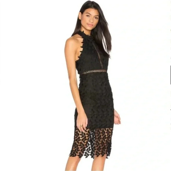 Bardot black  Gemma leaf lace midi dress - Picture 1 of 15
